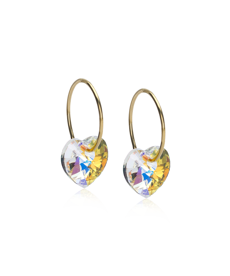 Gold Titanium Heart Earrings 10mm