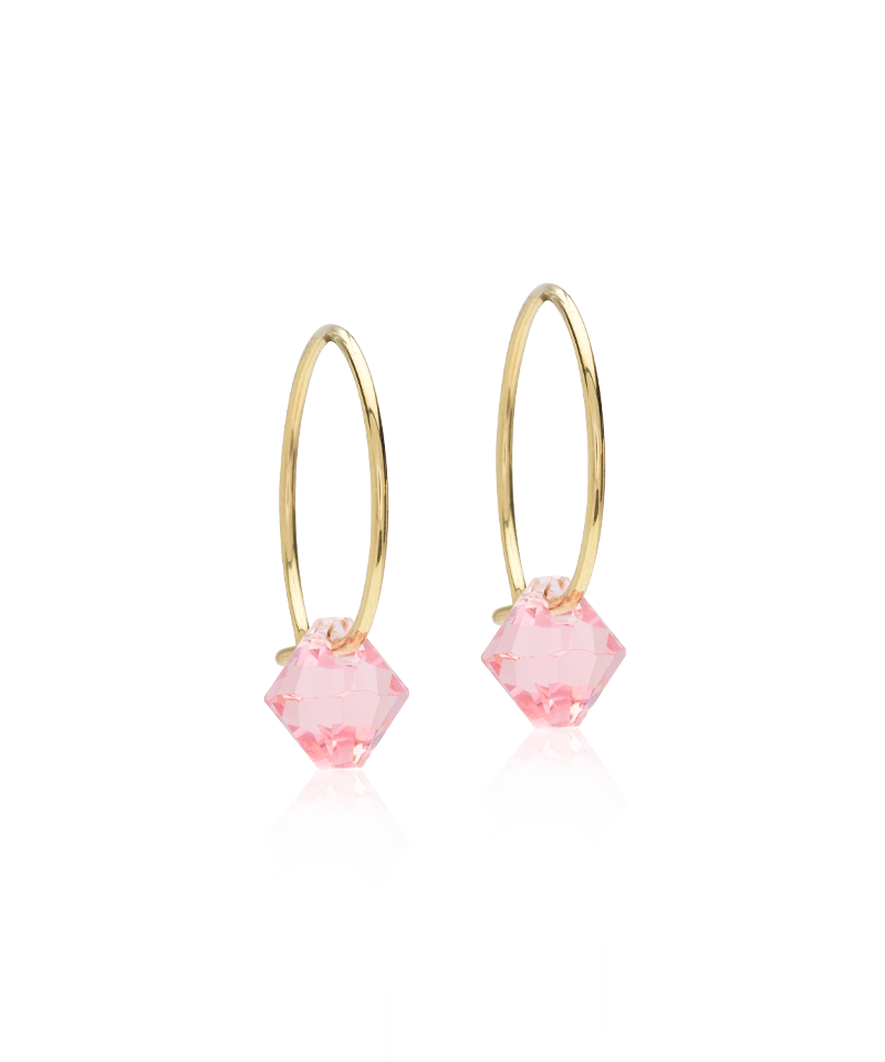 Gold Titanium Bicone Earrings 14mm, Light Rose