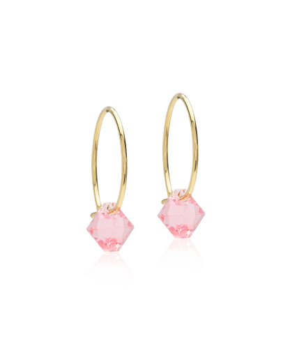 Gold Titanium Bicone Earrings 14mm, Light Rose