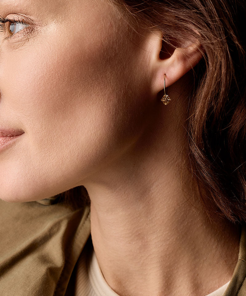 Gold Titanium Bicone Earrings