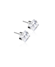 Load image into Gallery viewer, Silver Titanium Tiffany Edge White Cubic Zirconia Earrings

