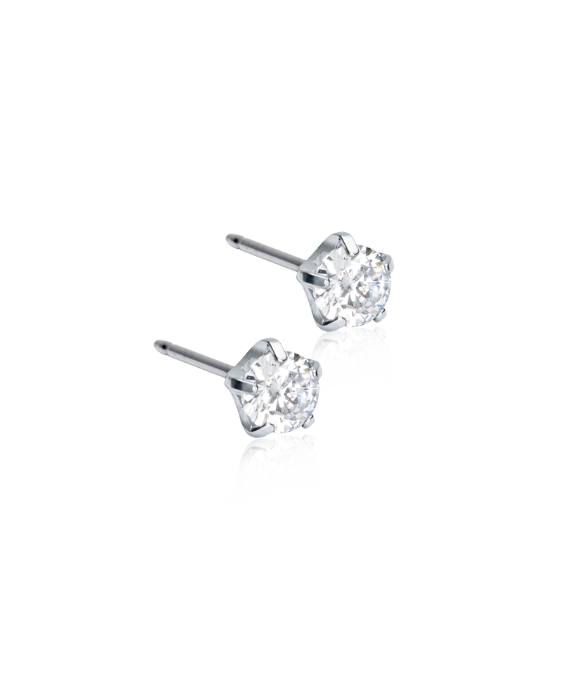 Silver Titanium Tiffany Precious White Cubic Zirconia Earrings