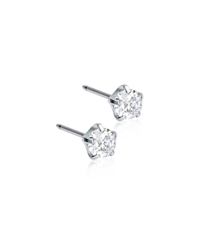 Silver Titanium Tiffany Precious White Cubic Zirconia Earrings