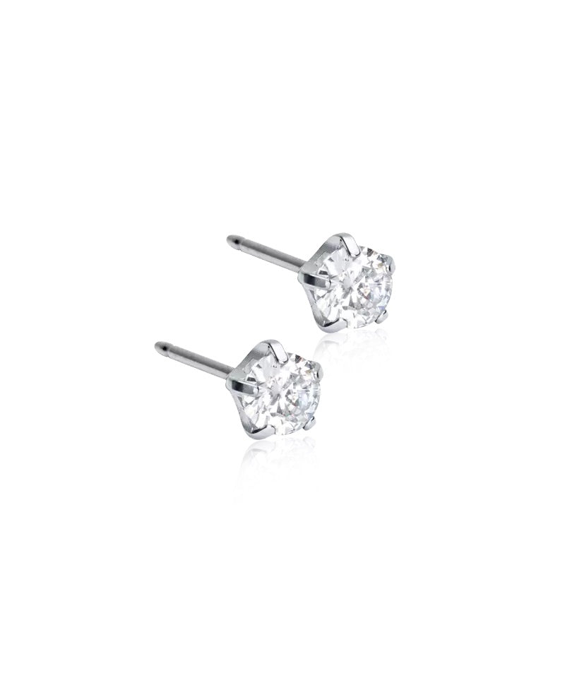 Silver Titanium Tiffany Precious White Cubic Zirconia Earrings