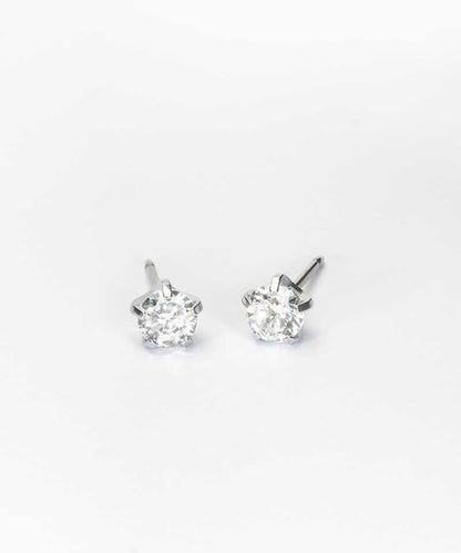 Pair of silver titanium stud earrings with cubic zirconia hypoallergenic dermatologist tested