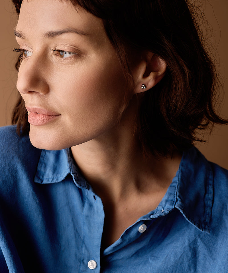 Silver Titanium Clover Earrings