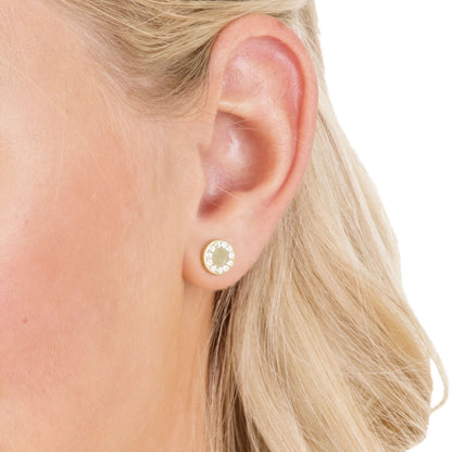 Blomdahl Singapore Gold titanium Brilliance Puck earrings with swarovski crystal | Earrings Singapore