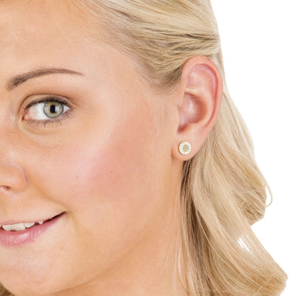 Blomdahl Singapore Gold titanium Brilliance Puck earrings with swarovski crystal | Earrings Singapore