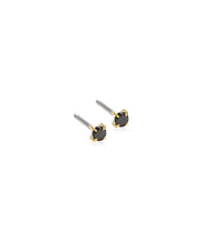 Load image into Gallery viewer, Gold Titanium Tiffany Black Cubic Zirconia Earrings
