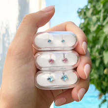 Load image into Gallery viewer, Medical Plastic Aquamarine Earrings 4mm
