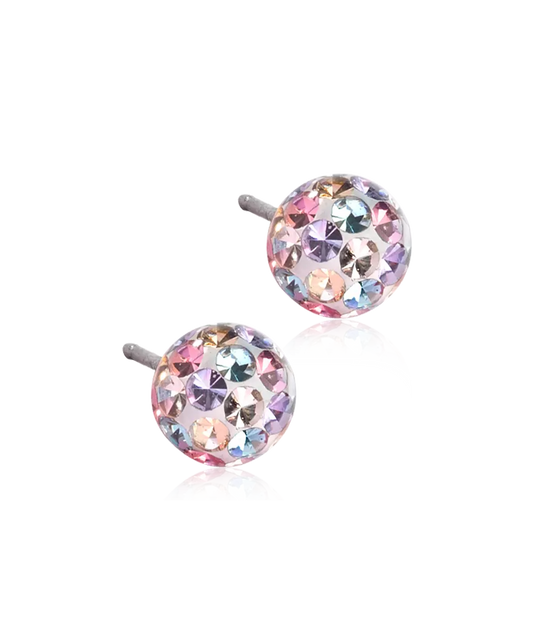 Natural Titanium Crystal Ball Cubic Zirconia Earrings 6mm
