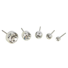Load image into Gallery viewer, crystal bezel studs - silver titanium post jewelry - earrings for women, kids and girls - set
