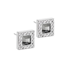 Load image into Gallery viewer, brilliance square black diamond earrings - natural titanium post jewelry - earrings for women, kids and girls
