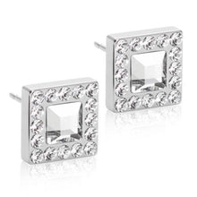Load image into Gallery viewer, brilliance square crystal earrings - natural titanium post jewelry - earrings for women, kids and girls
