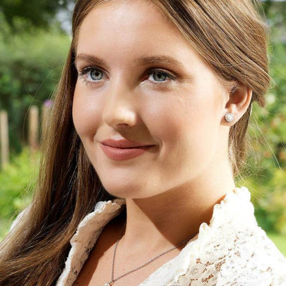brilliance halo pearl earring - silver titanium post jewelry - earrings for women, kids and girls model 3