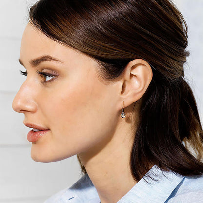 crystal drop earrings - natural titanium post jewelry - earrings for women, kids and girls - hoop - model