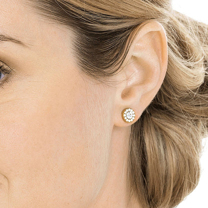 Blomdahl Singapore gold titanium brilliance halo earrings, hypoallergenic stud earrings and earrings for sensitive skin singapore model 2