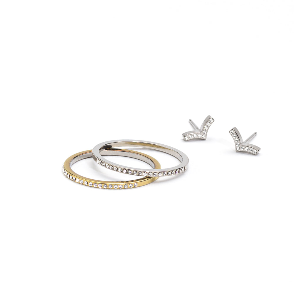 Natural Titanium Brilliance Wing Crystal Earrings - natural titanium post jewelry - earrings for women, kids and girls 