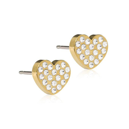 Blomdahl Singapore gold titanium brilliance heart stud earrings, hypoallergenic stud earrings and earrings for sensitive skin singapore