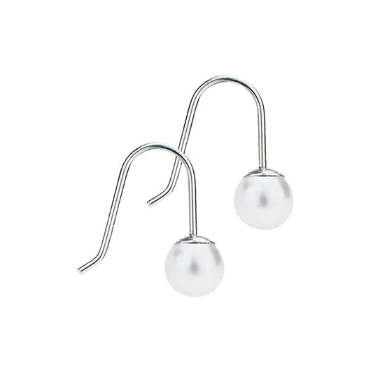 pearl pendant - natural titanium post jewelry - earrings for women, kids and girls