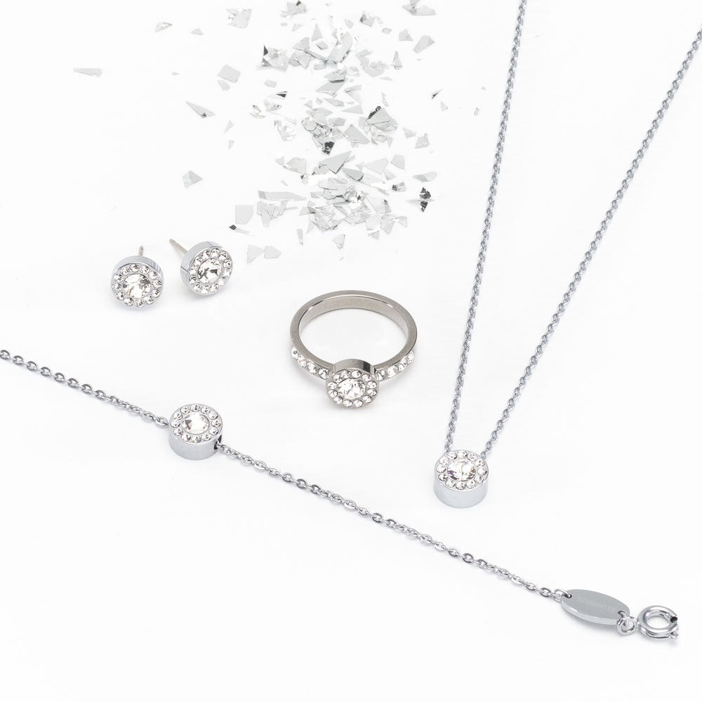 Silver Brilliance Halo Crystal Jewellery set