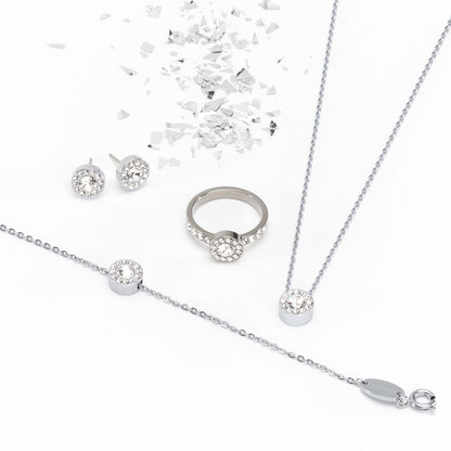 Silver Brilliance Halo Crystal Jewellery set